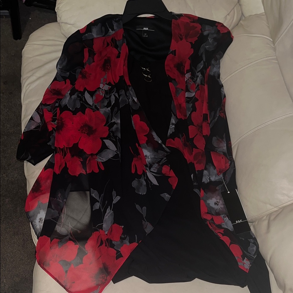 R&K Red and Black Floral Mini Dress